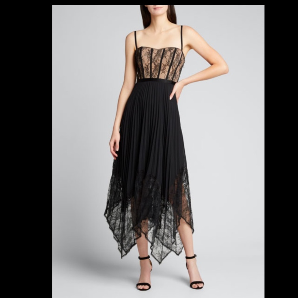 Jonathan Simkhai Scarlett black lace convertible strapless asymmetric hem dress
